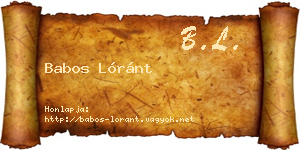 Babos Lóránt névjegykártya